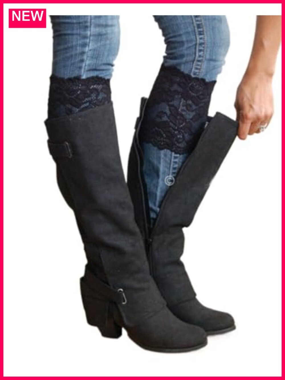 Lace Boot Cuffs for Women Stretch Leg Warmers Boot Toppers with Floral Lace